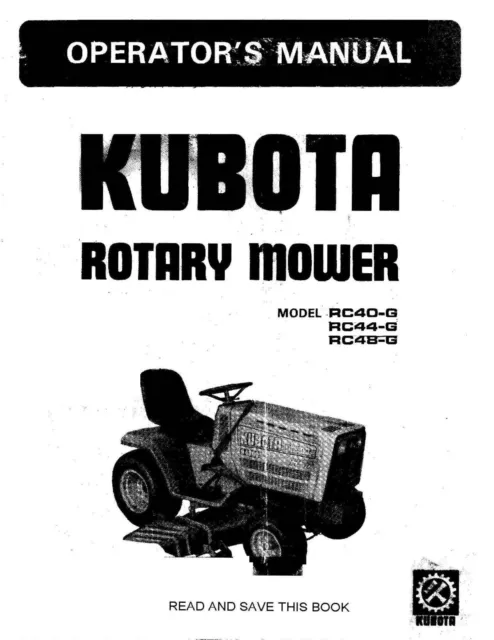 Rotary Mower Operator Instruction Maint Manual Kubota RC40-G RC44-G RC48-G