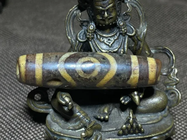 Old Tibetan Nepalese Himalayan Ancient 3 eye Old Dzi Talisman Beads Amulet