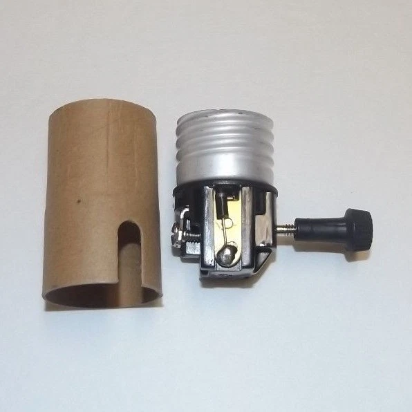 Satin Black Finish Brass Turn Knob On/Off Function Industrial Style Lamp Socket , UNO Thread