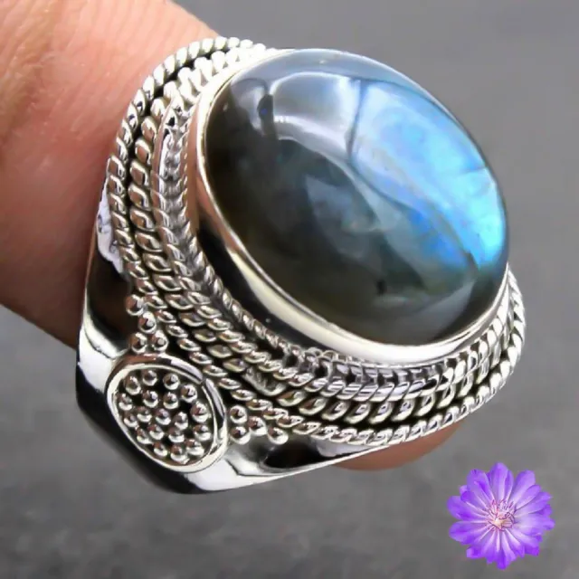 Labradorite Gemstone 925 Sterling Silver Handmade Ring Jewelry All Size