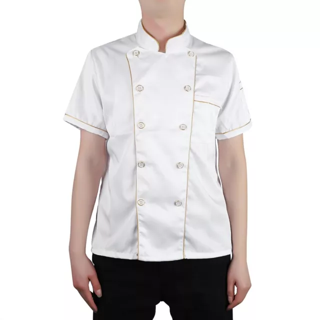 Chef's Uniform Jacket Short Sleeve Chef Cook Coat For Men Women（M） New SD