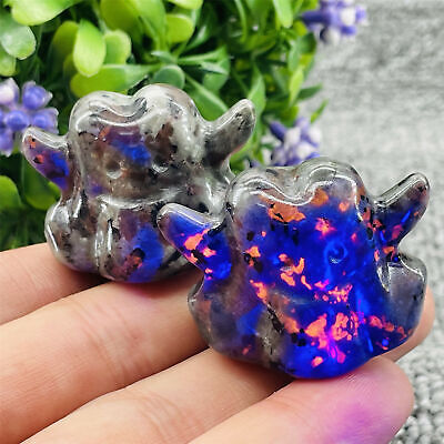2pcs Natural flame's stone quartz mini ghost skull hand carved crystal healing