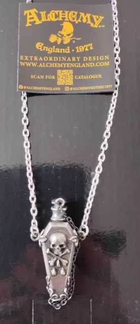 The Undertaker Necklace Boxed, Gothic Coffin Death Skull Bones, Alchemy England