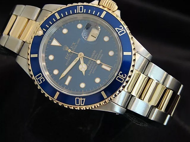 OROLOGIO ROLEX SUBMARINER Data Oro Giallo 18k e Acciaio Quadrante Blu e Lunetta Sub 16613 EUR 10.465 21 PicClick IT