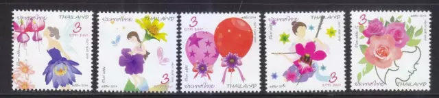 Thailand 2014 New Year 2015 1St Series (Recreative Blossom) Comp. Set Of 5 Stamp