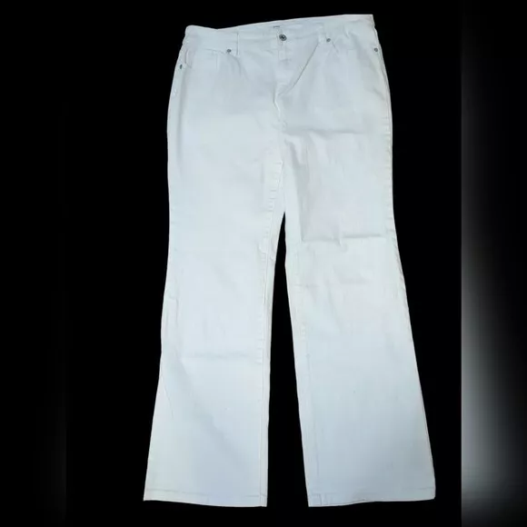 Pantalones de mezclilla blancos de invierno Liz & Co para mujer 12 de altura media elásticos piernas rectas para damas