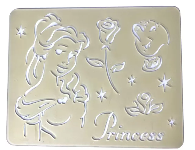 Disney Princess Stencil Belle 8x10 Rose Teacup Princess Logo Star Art Pre-owned