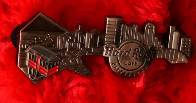 Hard Rock Cafe Pin Pittsburgh skyline  TROLLEY Train Car 3d guitar