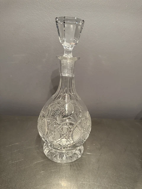 Antique American Brilliant Cut Crystal Glass Liquor /Wine Bottle Decanter