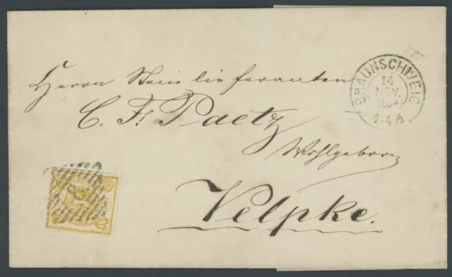 BRAUNSCHWEIG 1864, 1 Sgr. gelbocker, durchstochen 12, mit zweiseitiger