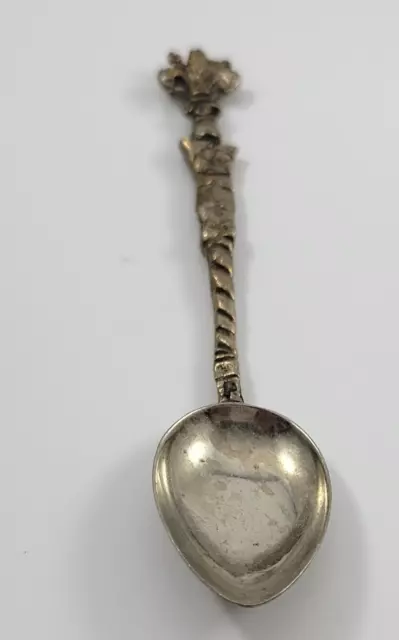 Vintage Ornate SILVER TONE METAL SPOON FLEUR-DE-LIS Signed ITALY