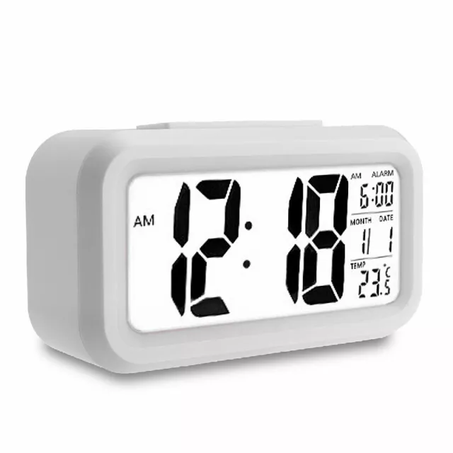 Digital LED Large Display Alarm Clock Bedside Battery Powered Mirror Face Design