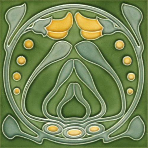 Art Nouveau Vintage Ceramic Tile Azulejo German Trivet Majolica Reproduction