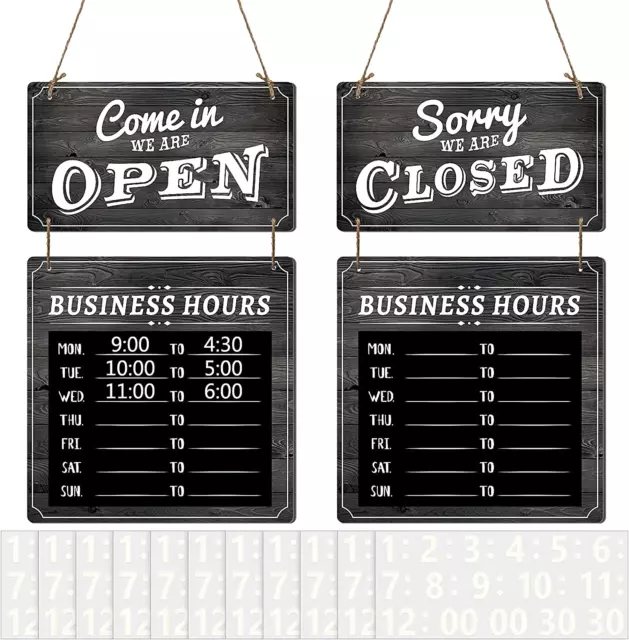 Business Hours Sign Store Hours Sign Hanging Open and Closed Sign Double Sided W