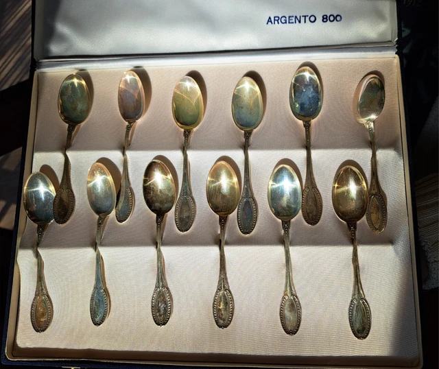 Servizio 12 cucchiaini argento 800