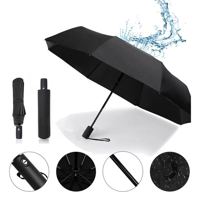 Portable Travel Umbrella 9 Ribs Rain Umbrella Auto Open & Close Ergonomic Handle