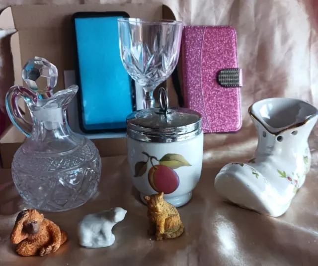 Glass & ceramic job lot inc: Wade, Worcester, Crystal wine glass, Old Foley more