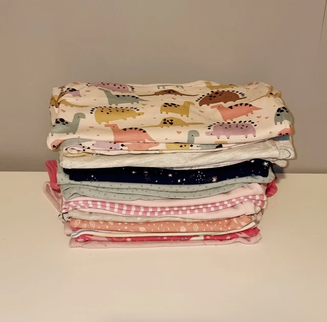 #42 Bundle Of Baby Girls Pjs Bodysuits & Vests Age 18-24 Months