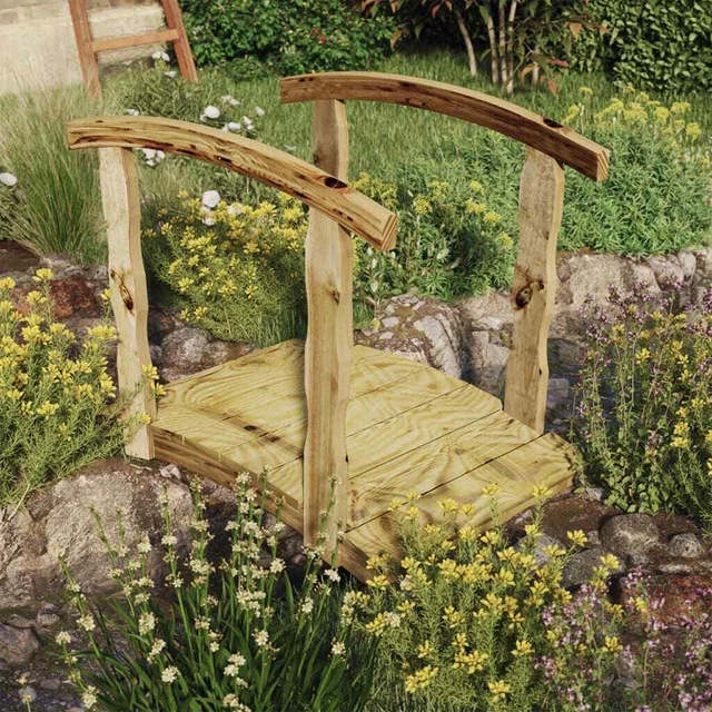 Ponte Da Giardino COSTWAY In Legno Di Abete - Decorativo, Ad Arco, Carico 80 Kg - Foto 8