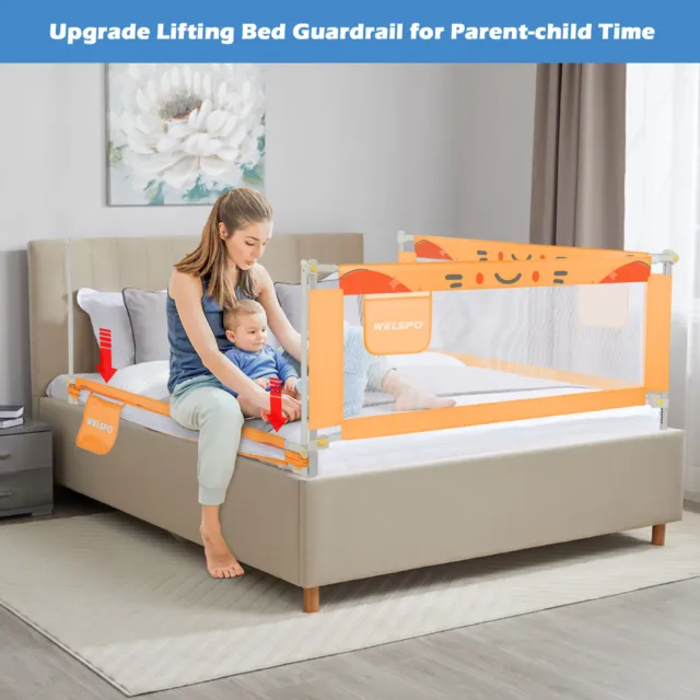 71 in Baby Bed Rail Toddlers Upgraded Bed Guard Rail Baby Boys Girls Protector