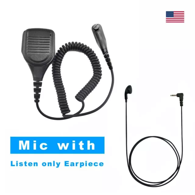 Speaker Mic & 3.5mm Listen Only Earbud Earpiece for Motorola APX5400, XPR7580e