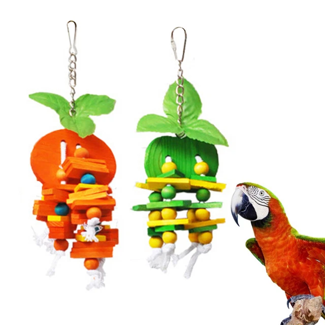 2 bloques de loros de madera de juguete de loro