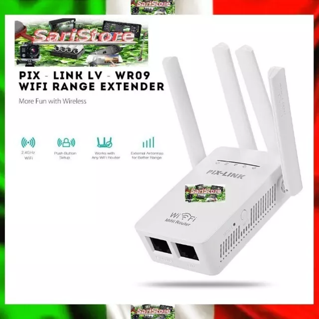 Amplificatore ripetitore di segnale Wifi 300M Router Wireless 1 LAN - 1 ETHERNET