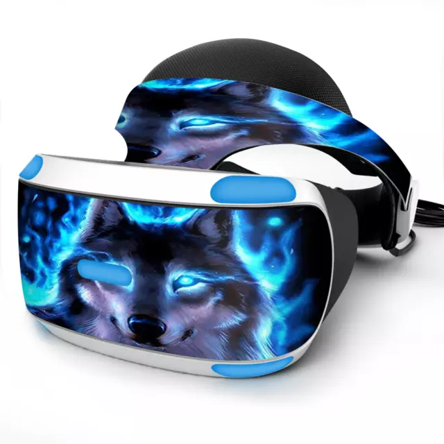 Skin Wrap for Sony Playstation PSVR Headset Wolf Glowing Eyes Fire