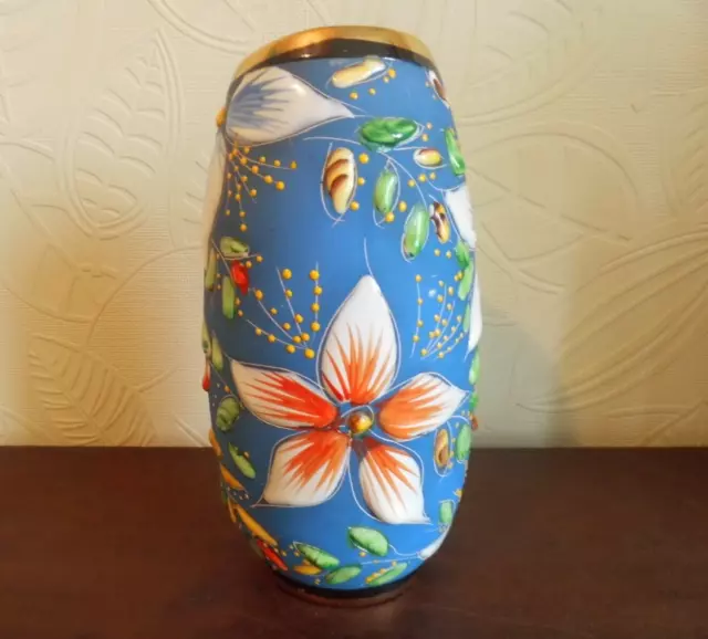 Rare Vintage Belgian H Bequet Quaregnon Hand Painted Vase