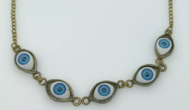 Evil Eye Pendant Necklace Nazar Lucky Protection Corded Glass Kabbalah Turkish