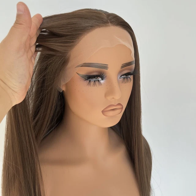 UK 26inch Lace Front Wig Daily use Straight Heat Resistant Light brown