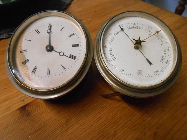 TRÈS ANCIEN mouvement pendulette + baromètre 19 éme..... voir photos