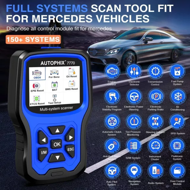 Fit for Mercedes Benz OBD2 Scanner Car Diagnostic Tool Oil EPB BAT ABS SRS Reset 2