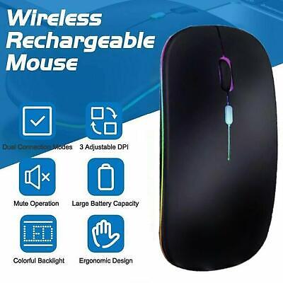 2.4GHz Wireless Bluetooth Optical Mouse USB Rechargeable RGB Mice For PC LaptopD
