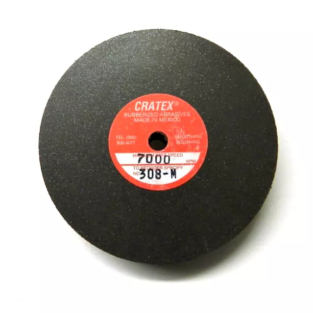 Cratex 308M 3" x 1/2" x 1/4" Medium Grade Brown Wheel Rubberized S/C Abrasive