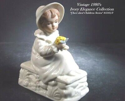 vintage1980 Ivory Elegance Porcelain Girl Figurine w/Flowers Sharing some love 3