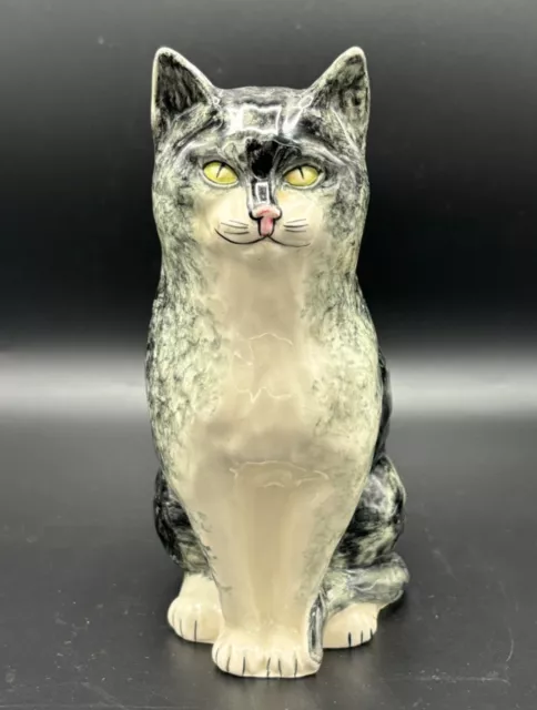 Babbacombe Pottery Sitting Grey & White Cat, Philip Laureston, Vintage