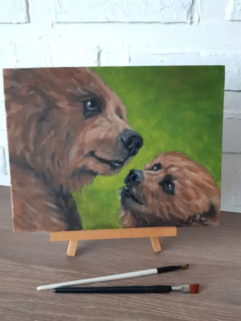 Ours Peinture à l’huile originale Animal Art Bear Artwork 9 par 12 Wildlife...