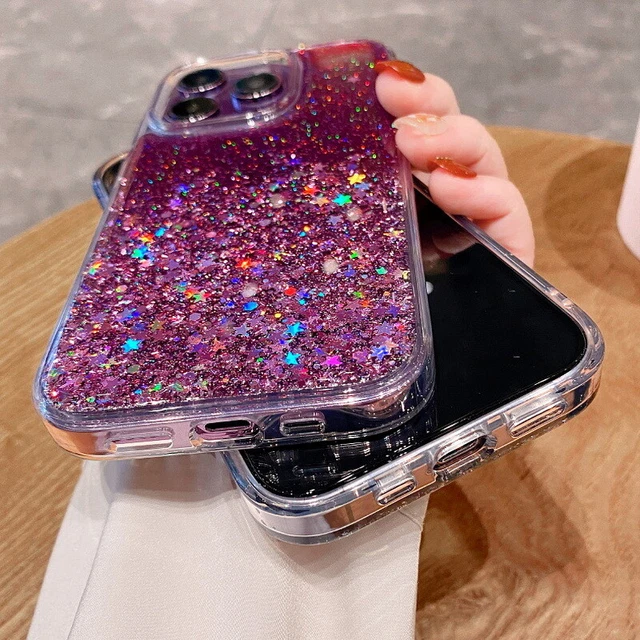 Hülle für iPhone 14 13 Pro Max 12 11 XR XS 8 7 Glitzer Silikon Handy Case Cover 5