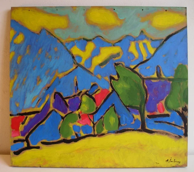 MURNAU LANDSCHAFT OBERSTDORF Vecchio Quadro Avangurdia russa Russian avantgarde