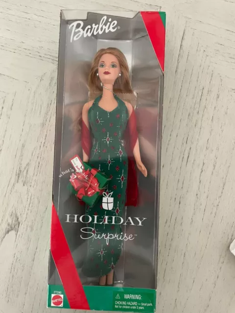 GREEN BOX = Holiday Surprise Barbie Doll 2000  Mattel # 27290 Christmas Gift