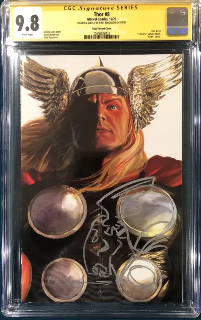 WALT SIMONSON ORIGINAL Sketch Art CGC 9.8 Signed THOR 8 BETA RAY BILL ALEX ROSS