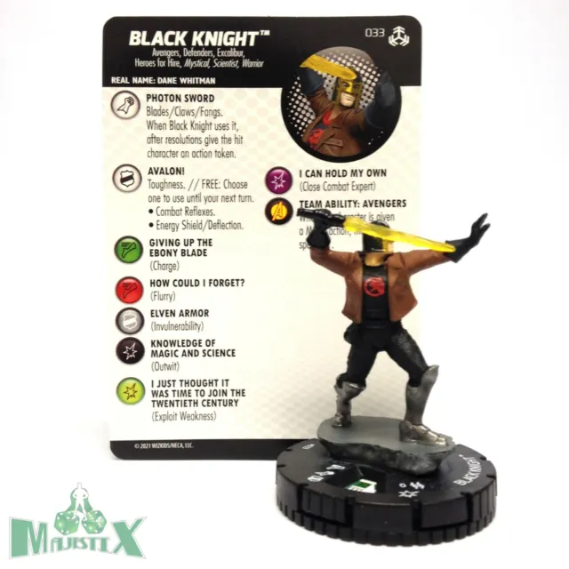 Heroclix Avengers War of the Realms set Black Knight #033 Rare figure w/card!