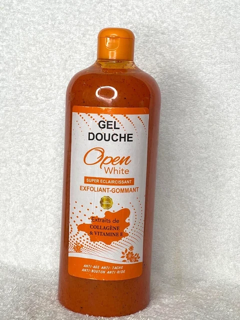 Gel Douche OPEN WHITE – éclaircissant Et Exfoliant – 1000 Ml – Collagène Et Vitamine – Neuf