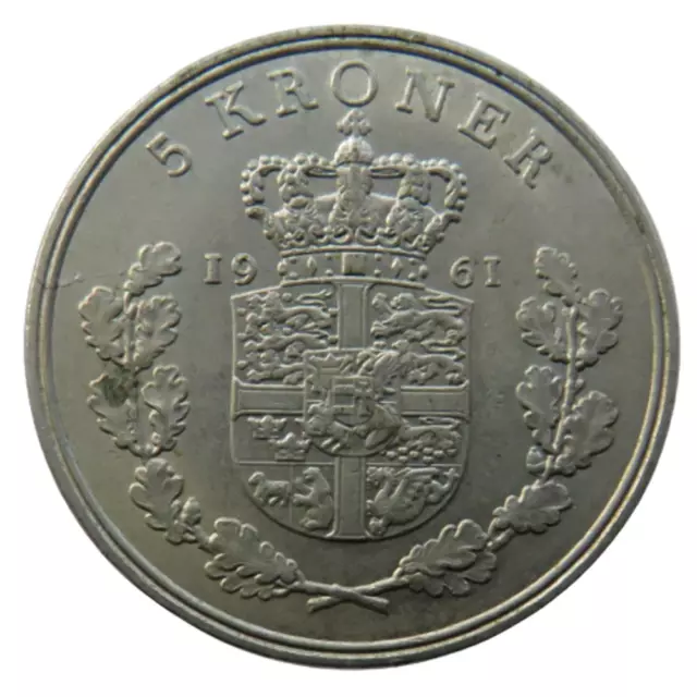 1961 Denmark 5 Kroner Coin