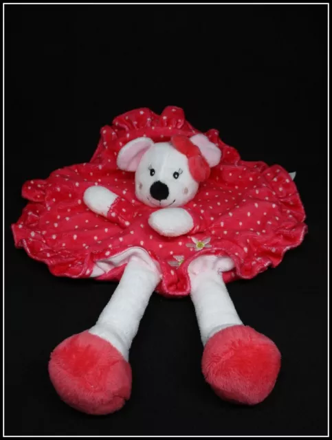 Kimbaloo - Doudou Souris Plat Rouge Fleur - Pat & Ripaton