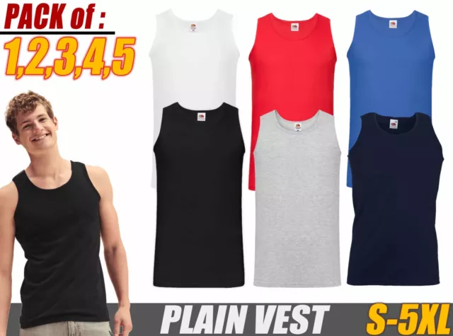 Fruit of the Loom vest Men's Value weight Athletic Vest Tops Summer Vests lot