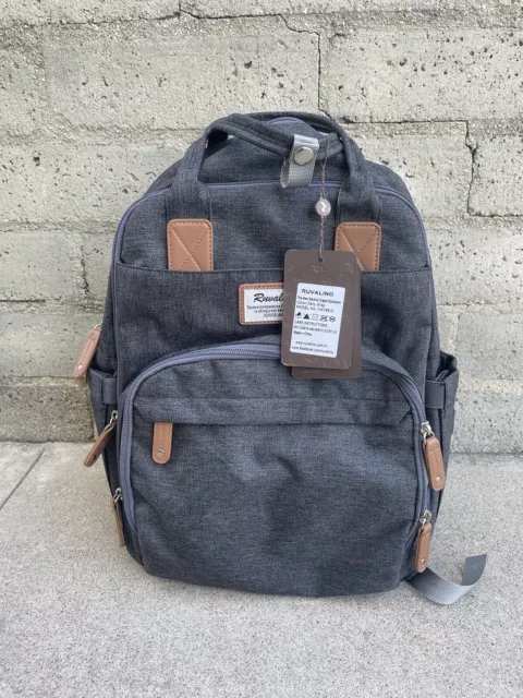 Ruvalino Multifunction All-In-One Travel Black Diaper Bag Backpack - DARK GRAY