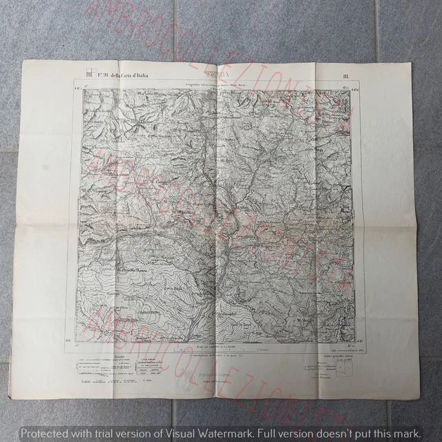CARTINA MAPPA GEOGRAFICA Istituto Geografico Militare 1879 Tenda EUR