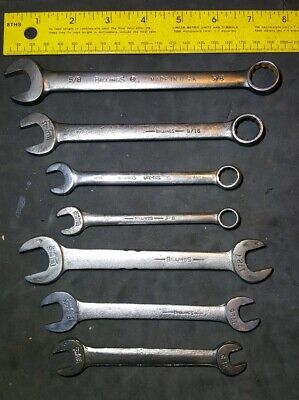 Vintage Billings Tools  SAE Mixed Wrench Lot Vitalloy Combination & Open End Set